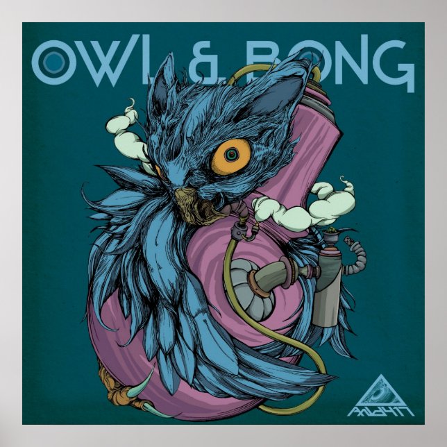 Owl & Bong (Blue) POSTER (Front)