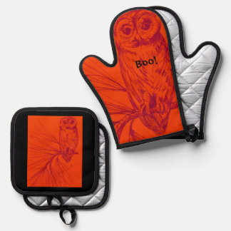 Owl Boo Trivet Oven Mitt & Pot Holder Set