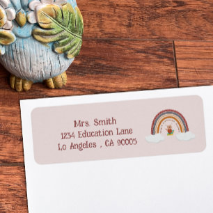 Owl Book Rainbow Educator Return Address Label