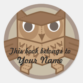 OWL bookplate Classic Round Sticker
