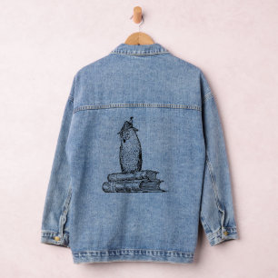 Owl Books Knowledge  Denim Jacket