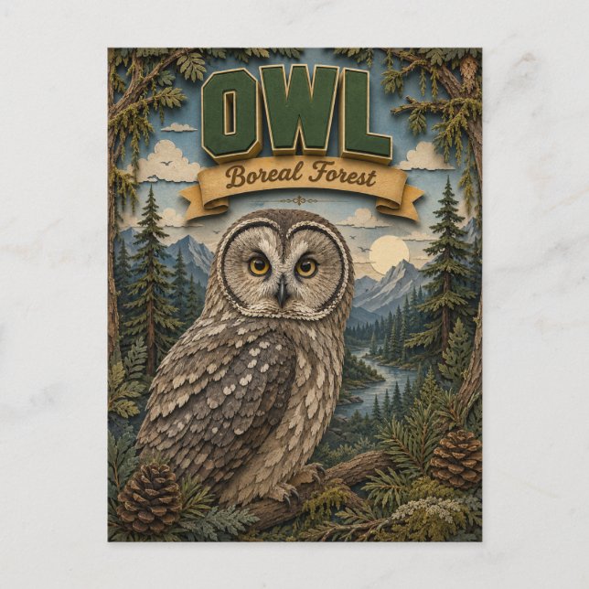 Owl Boreal Forest POPCUT Postcard (Front)