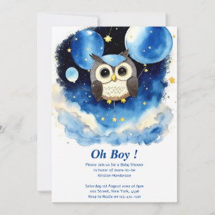 Owl Boy Baby Shower Invitation