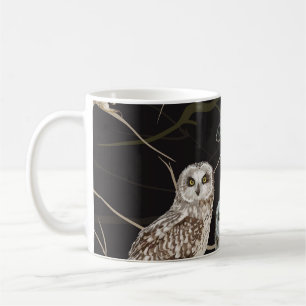 Owl Branch: Solitary Bird Perch. Coffee Mug