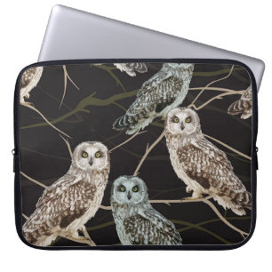 Owl Branch: Solitary Bird Perch. Laptop Sleeve