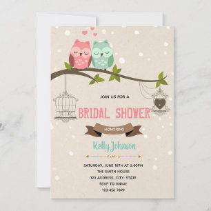 Owl bridal shower party invitation