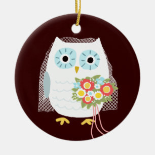 Owl Bride - Fun Wedding Gift Ceramic Tree Decoration
