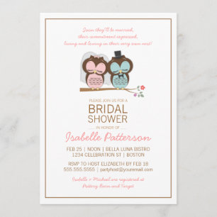 Owl Bride & Groom Sweet Bridal Shower Invitation