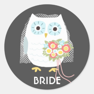 Owl Bride   Newlywed Owl Wife   Custom Bridal Classic Round Sticker