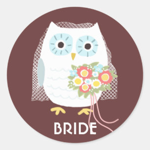 Owl Bride   Newlywed Owl Wife   Custom Bridal Classic Round Sticker