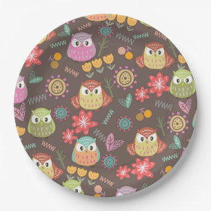 Owl Brown Paper Plate