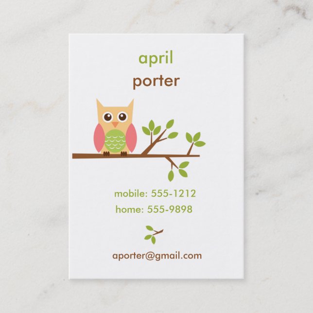 Owl Business Card / Calling / Mummy Card (#BUS001) (Front)