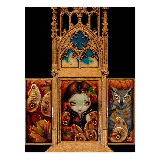 "Owl Butterfly Triptych" Postcard