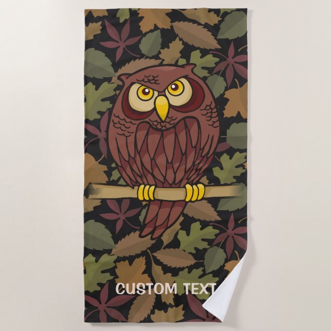 Owl Cartoon Beach Towel (Front)