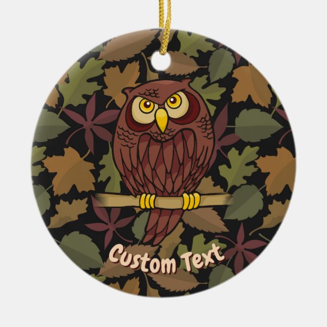Owl Cartoon Ceramic Ornament (Front)