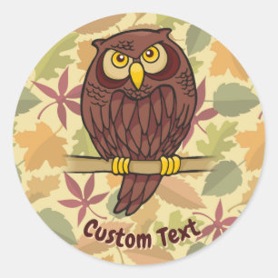 Owl Cartoon Classic Round Sticker