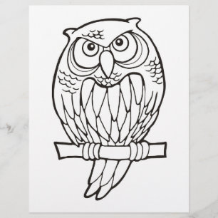 Owl Cartoon Colouring Book Page