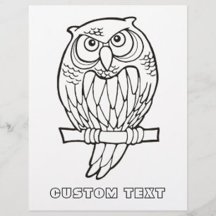 Owl Cartoon Colouring Book Page