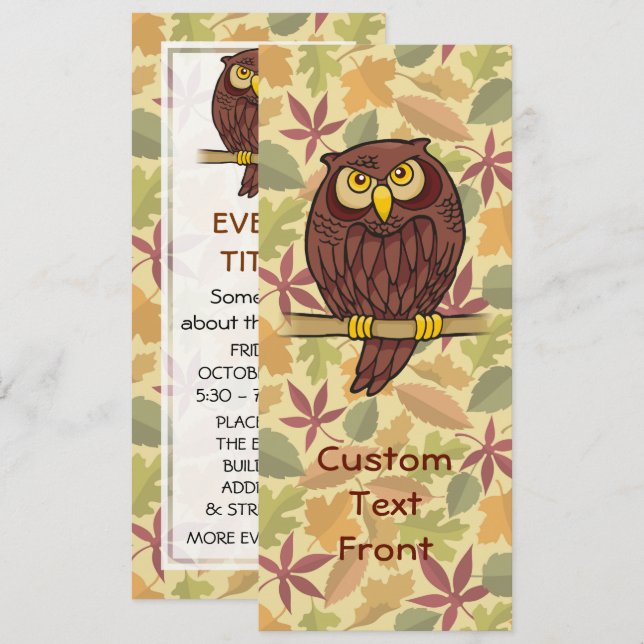 Owl Cartoon Invitation (Front/Back)