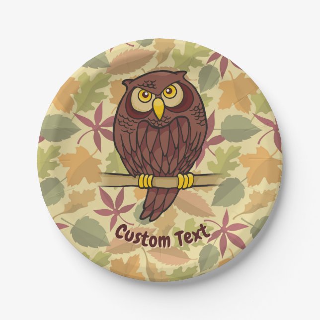 Owl Cartoon Paper Plate (Front)
