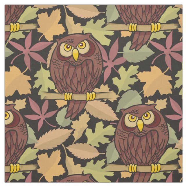 Owl Cartoon Pattern Fabric (Swatch)