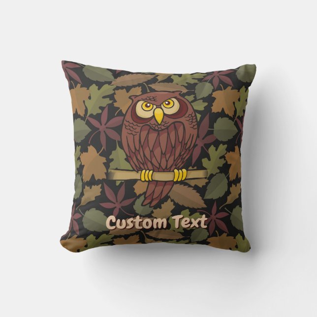Owl Cartoon Throw Pillow (Front)
