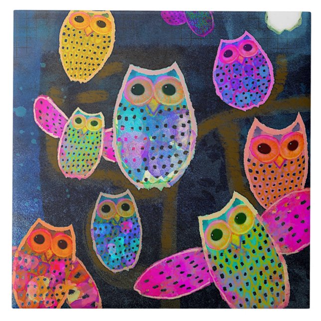 Owl Ceramic Kitchen Tile (Front)
