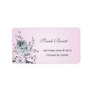 Owl Cherry Blossoms Baby Shower Label