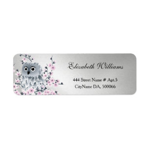 Owl Cherry Blossoms Silver