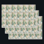 Owl Chrismas Wrapping Paper Flat Sheet Set of 3<br><div class="desc">Bring a touch of woodland magic to your holiday gifts with these charming owl Christmas stickers. Featuring two hand-painted owls set against a softly snowy forest, this design adds a cozy rustic touch to your wrapping, cards, or envelopes. Perfect for nature lovers, bird enthusiasts, or anyone who adores a peaceful...</div>