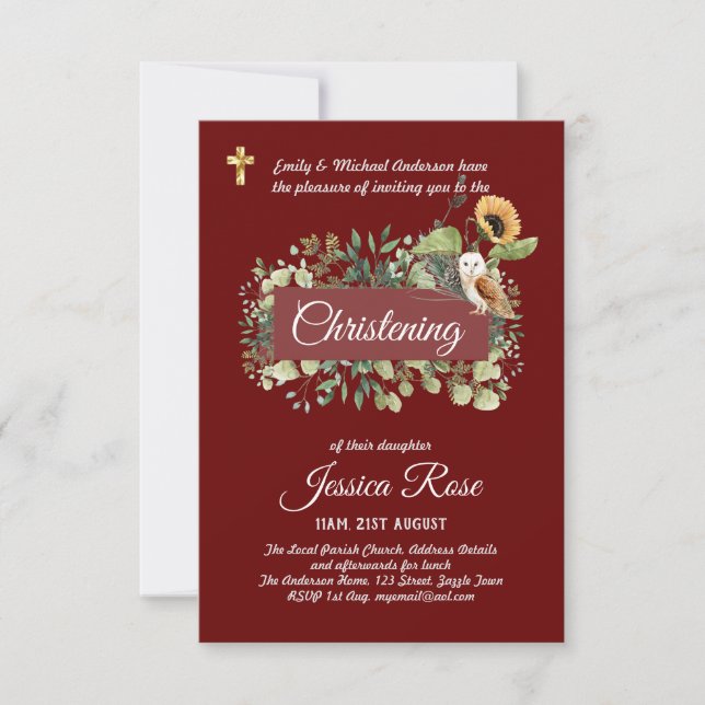 OWL Christening Invites Baptism  (Front)