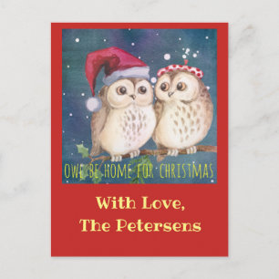 Owl Christmas Card to Personalise