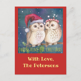 Owl Christmas Card to Personalise