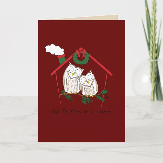 Owl Christmas Cute Funny Holiday Card (Front)
