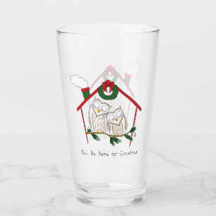 Owl Christmas Cute Funny Holiday Glass
