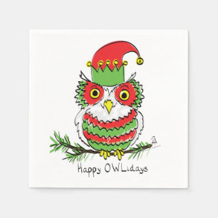 Owl Christmas Cute Funny Holiday Napkin