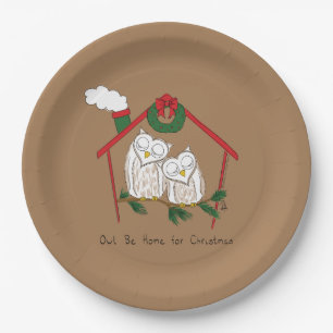 Owl Christmas Cute Funny Holiday Paper Plate