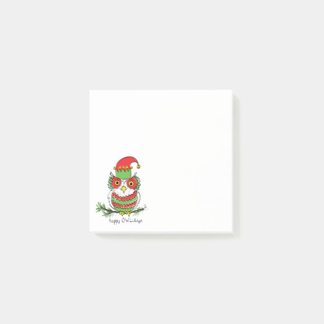 Owl Christmas Cute Funny Holiday Post-it Notes (Front)