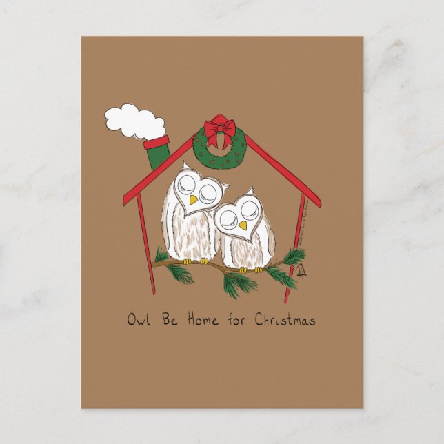 Owl Christmas Cute Funny Holiday Postcard (Front)