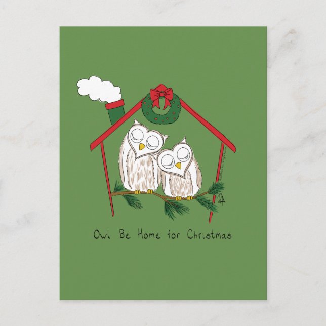 Owl Christmas Cute Funny Holiday Postcard (Front)