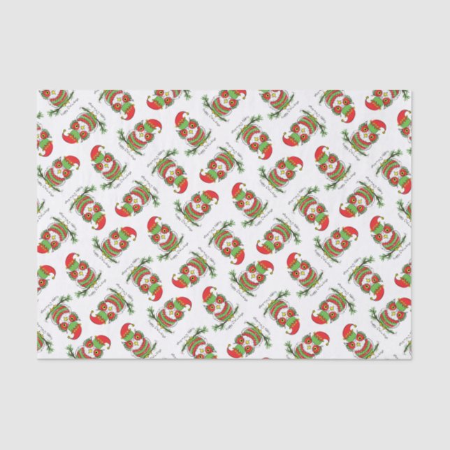 Owl Christmas Cute Funny Holiday Tissue Paper (Front)