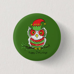 Owl Christmas Cute Funny Kids 3 Cm Round Badge