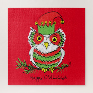 Owl Christmas Cute Funny Kids Jigsaw Puzzle