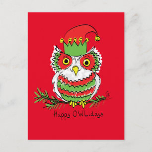 Owl Christmas Cute Funny Kids Postcard