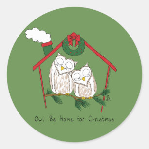 Owl Christmas Cute Kids Classic Round Sticker