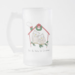 Owl Christmas Cute Kids Frosted Glass Beer Mug