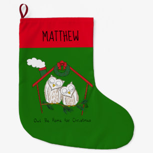 Owl Christmas Cute Kids Large Christmas Stocking