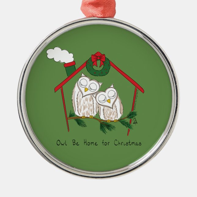 Owl Christmas Cute Kids Metal Tree Decoration (Front)