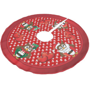 Owl Christmas Fun Brushed Polyester Tree Skirt