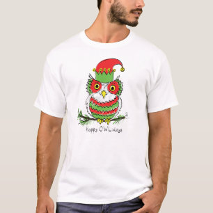 Owl Christmas Funny Cartoon T-Shirt